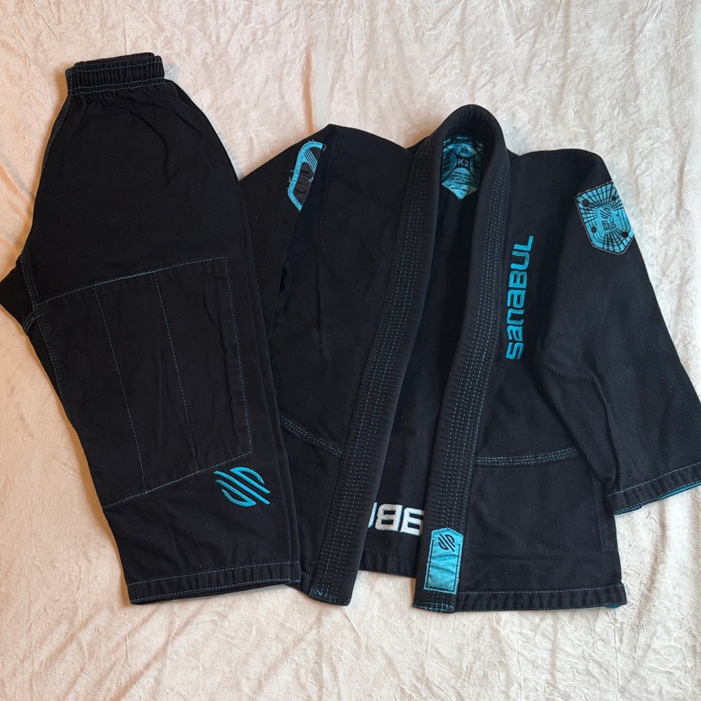 Santabul Kids Black and Teal BJJ Gi - K2 Lightweight Brazilian Jiu-Jitsu Uniform